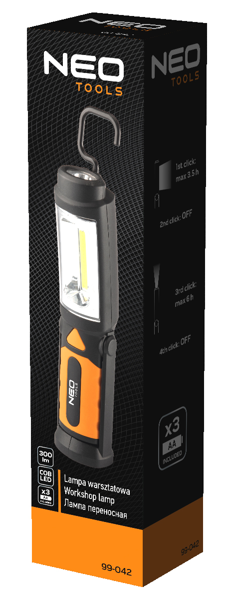 Светильник на батарейках 300 лм COB 2 в 1 + 3 батарейки AA Neo Tools 99-042 - Фото #8
