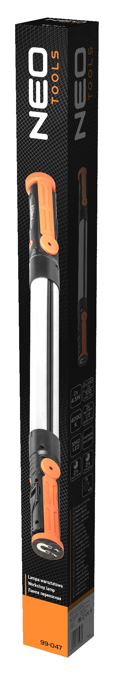 Аккумуляторный светильник для мастерских 2x350 лм складной SMD Neo Tools 99-047 - Фото #7