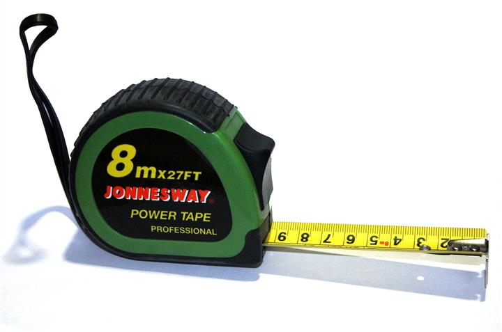 Рулетка, 8м, эргономический резиновый корпус Jonnesway MT0204